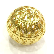 10 Pcs Gold Plated  Ball Beads  (30 mm) G4505