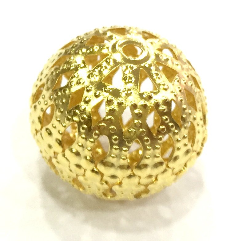 10 Pcs Gold Plated  Ball Beads  (30 mm) G4505