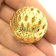 10 Pcs Gold Plated  Ball Beads  (30 mm) G4505