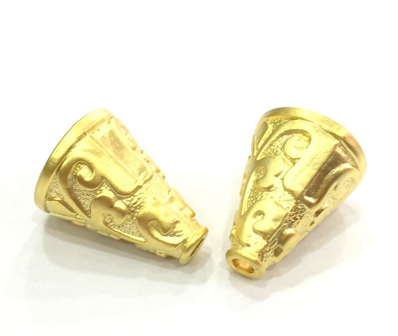 2 Gold Cone Gold Plated Large Cones  Findings (22x6mm)  G4515