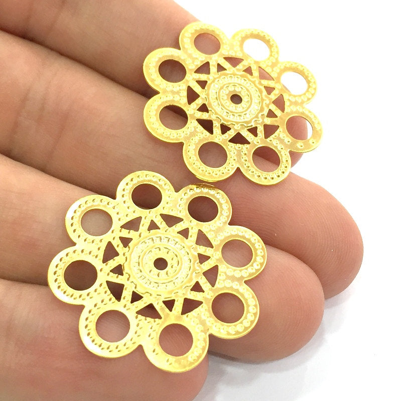 2 Gold Connector Gold Plated Brass Connector (29 mm) G4522