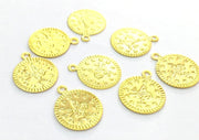5 Pcs (16mm) Gold Plated Brass Ottoman Signature Charms   G4523