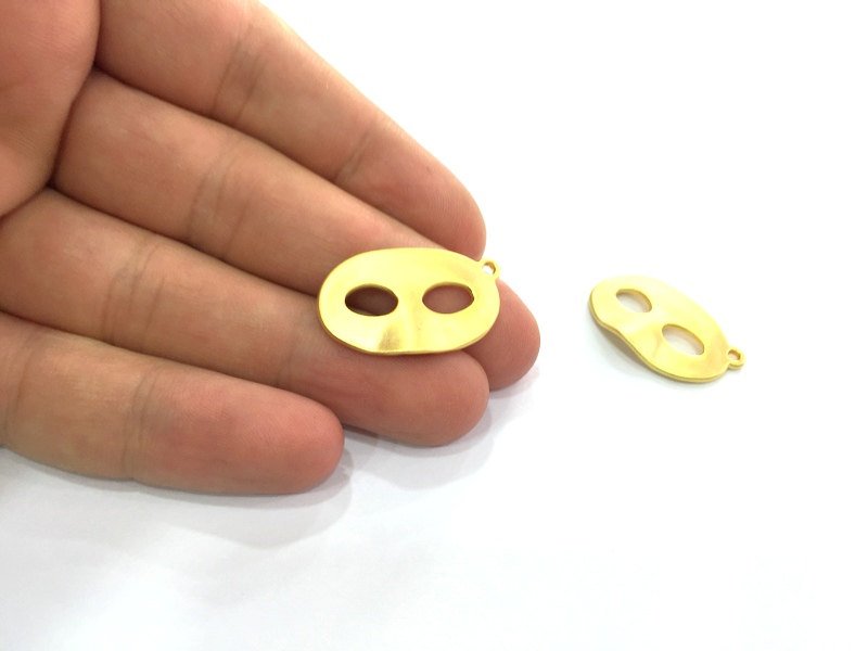 2Pcs (28x17mm)  Mask Charms, Gold Plated Metal G4529