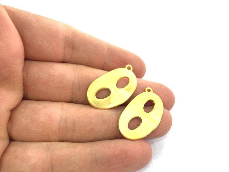 2Pcs (28x17mm)  Mask Charms, Gold Plated Metal G4529