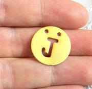 Gold Charms Letter J Charm ,  Gold Plated Brass 20mm  G4506