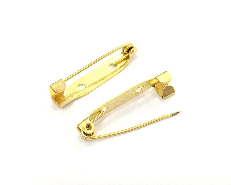 4 Pcs Gold Plated Brooch Pin 25 mm G4509