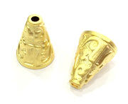 2 Gold Cone Gold Plated Large Cones  Findings (22x6mm)  G4515
