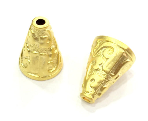 2 Gold Cone Gold Plated Large Cones  Findings (22x6mm)  G4515