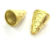 2 Gold Cone Gold Plated Large Cones  Findings (22x6mm)  G4515