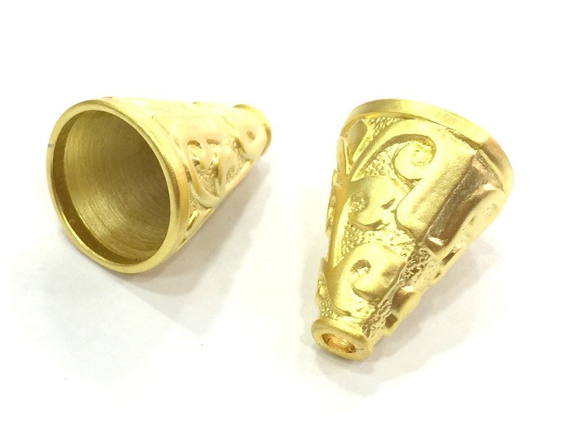 2 Gold Cone Gold Plated Large Cones  Findings (22x6mm)  G4515