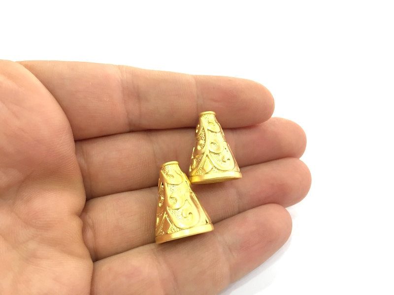 2 Gold Cone Gold Plated Large Cones  Findings (22x6mm)  G4515