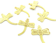 5 Pcs  Gold Plated Brass Dragonfly Charms (26x20mm)  G4518
