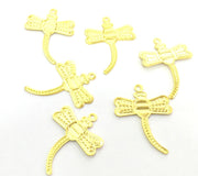 5 Pcs  Gold Plated Brass Dragonfly Charms (26x20mm)  G4518