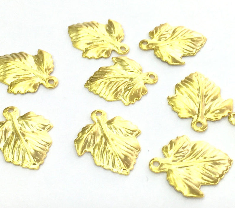 5 Gold Charms Leaf Charms Gold Plated Brass  (19x16mm)  G4526