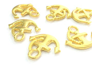 4 Anchor Charms, Gold Plated Metal  (19x18mm)  G4533