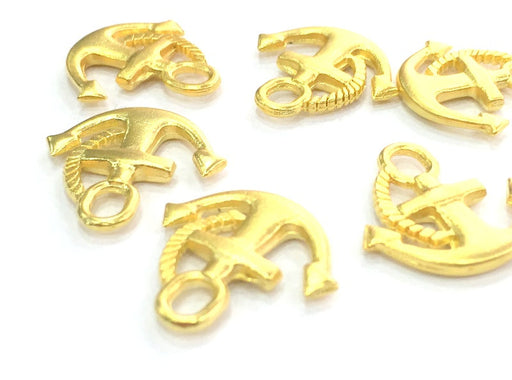 4 Anchor Charms, Gold Plated Metal  (19x18mm)  G4533