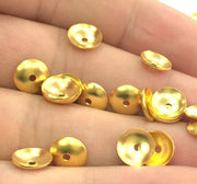 20 Pcs (8 mm) Gold Plated Brass Cap  Findings  G4535
