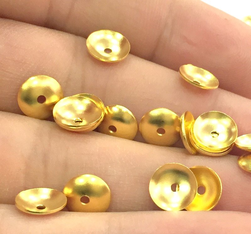 20 Pcs (8 mm) Gold Plated Brass Cap  Findings  G4535