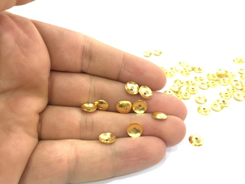 20 Pcs (8 mm) Gold Plated Brass Cap  Findings  G4535