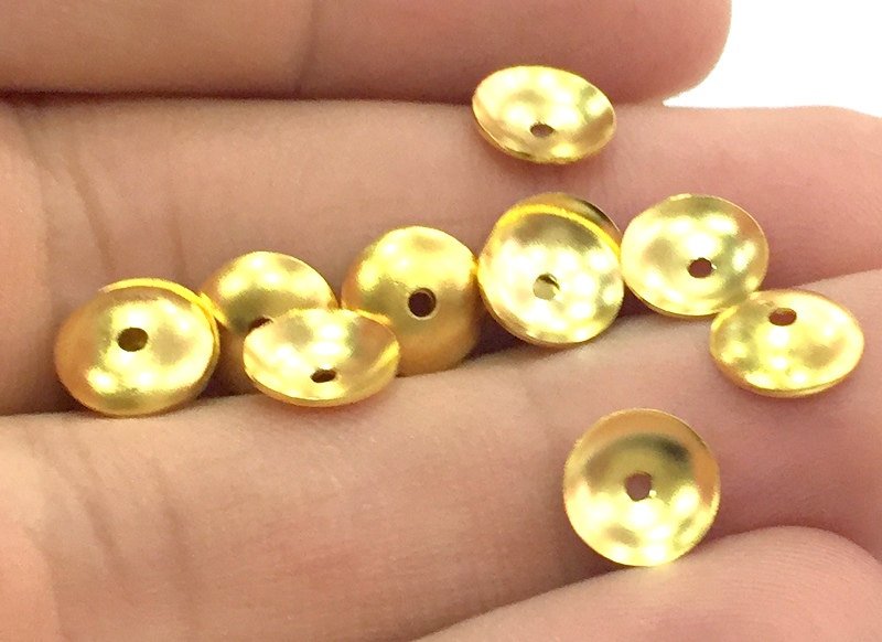 20 Pcs (8 mm) Gold Plated Brass Cap  Findings  G4535