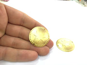 2 Gold Connector Gold Plated Brass Connector , Pendant 2 Pcs (33 mm) G4538
