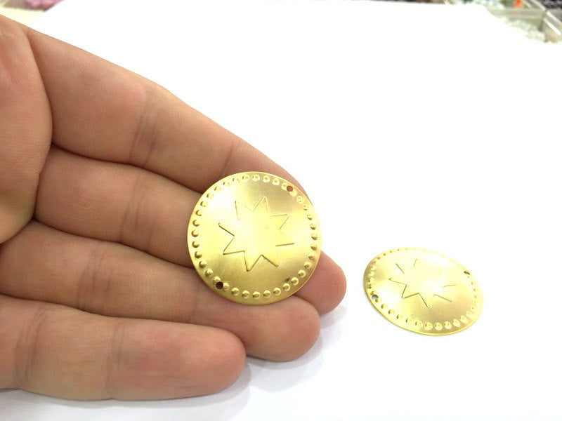 2 Gold Connector Gold Plated Brass Connector , Pendant 2 Pcs (33 mm) G4538
