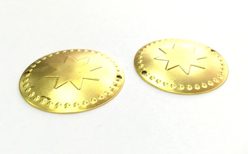 2 Gold Connector Gold Plated Brass Connector , Pendant 2 Pcs (33 mm) G4538
