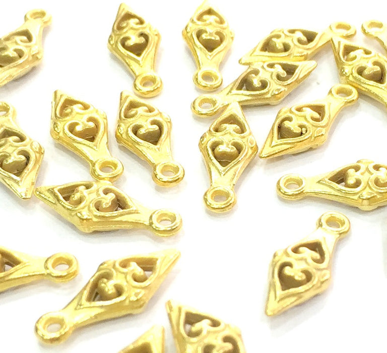 10 Pcs (14x6mm)  Gold Plated Metal Charms,  G4539