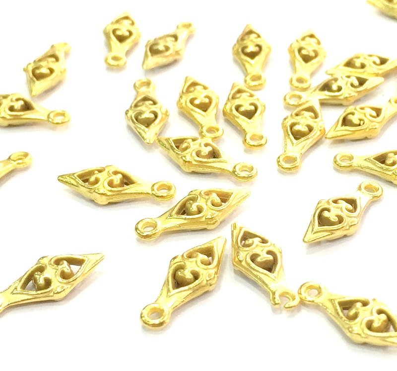 10 Pcs (14x6mm)  Gold Plated Metal Charms,  G4539