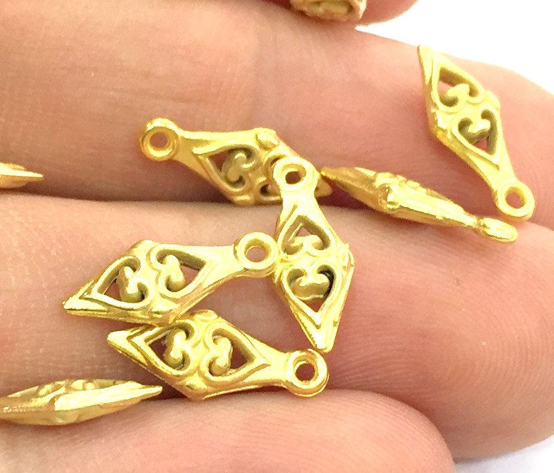 10 Pcs (14x6mm)  Gold Plated Metal Charms,  G4539