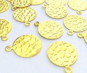 10 Mottled Charms Gold Plated Brass Charms (13mm)  G4542