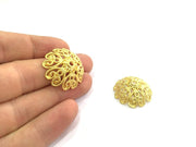 2 Pcs (27mm) Gold Plated Large Caps  Findings  G4547