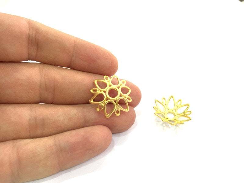 4 Pcs (24mm) Gold Plated Large Caps  Findings  G4549