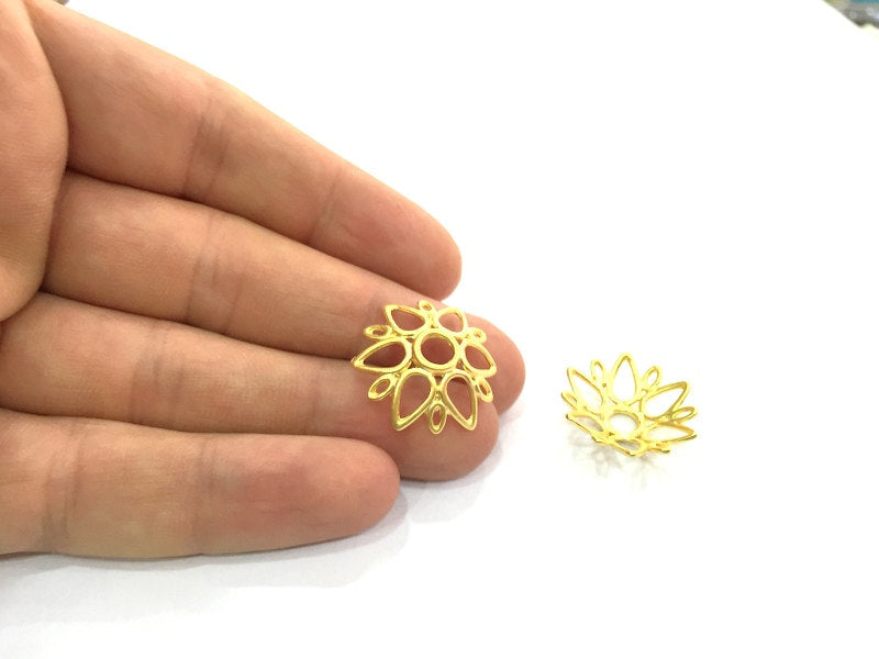 4 Pcs (24mm) Gold Plated Large Caps  Findings  G4549