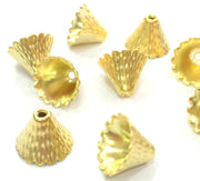 4 Pcs (14x13 mm) Gold Plated Metal Cone  Findings  G4556