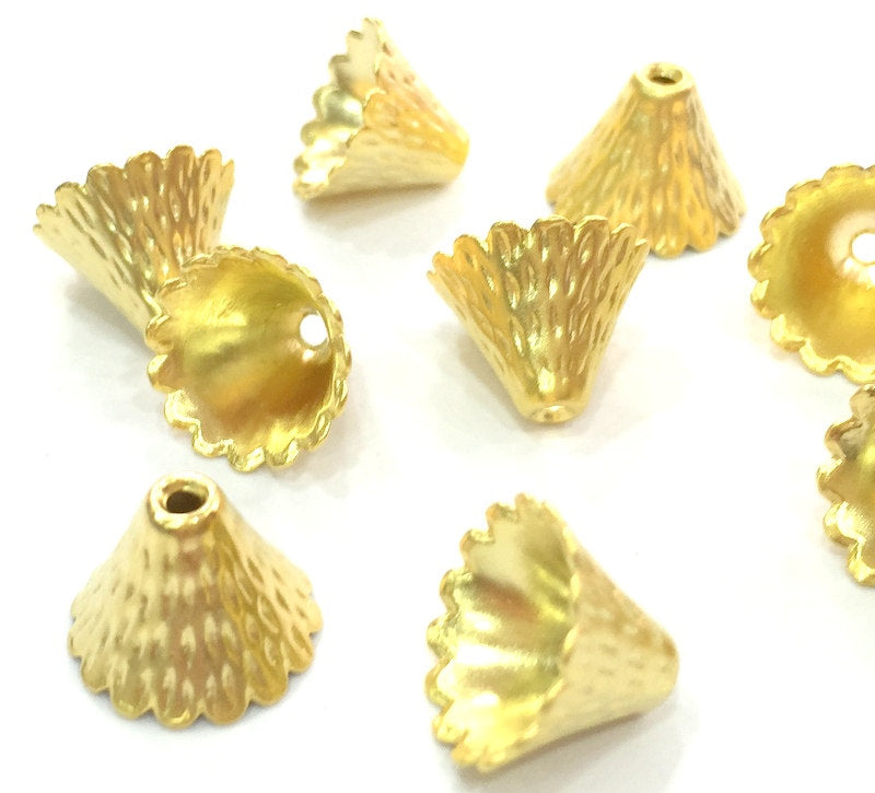 4 Pcs (14x13 mm) Gold Plated Metal Cone  Findings  G4556