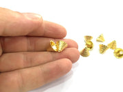 4 Pcs (14x13 mm) Gold Plated Metal Cone  Findings  G4556