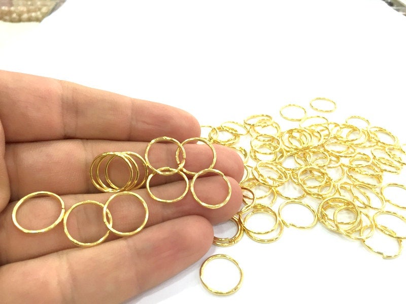 20 Shiny Gold jumpring 24k Gold Brass Strong jumpring Findings (14 mm)  G4560
