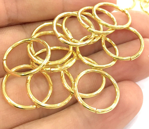 10 Pcs (18 mm) Gold Plated Brass strong jump ring , Findings G4562
