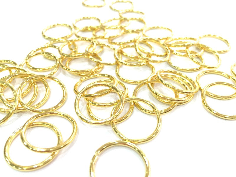 10 Pcs (18 mm) Shiny Gold jumpring 24k Gold Brass Strong jumpring Findings G4562