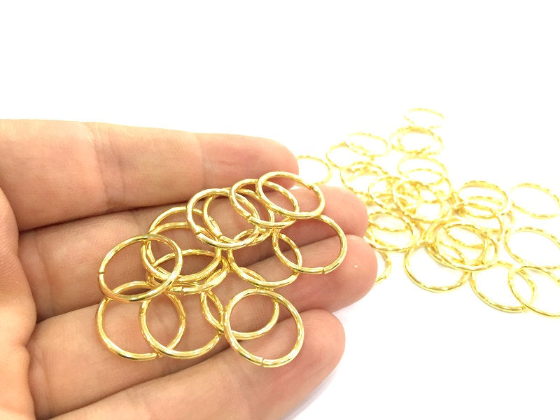 10 Pcs (18 mm) Gold Plated Brass strong jump ring , Findings G4562