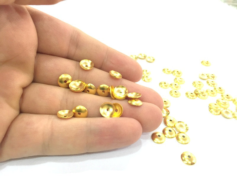 20 Pcs (8 mm) Gold Plated Brass Cap  Findings  G4535