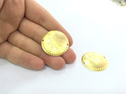2 Gold Connector Gold Plated Brass Connector , Pendant 2 Pcs (33 mm) G4538