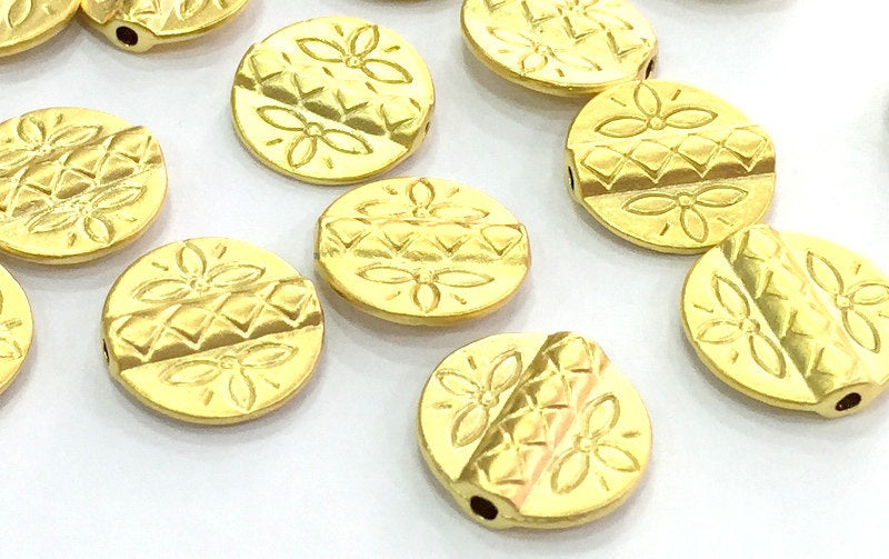 5 Gold Beads Gold Plated Metal Round Beads (13 mm) G4543