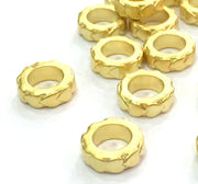 5 Pcs (11 mm)  Gold Plated Metal Rondelle Beads ,  G4546
