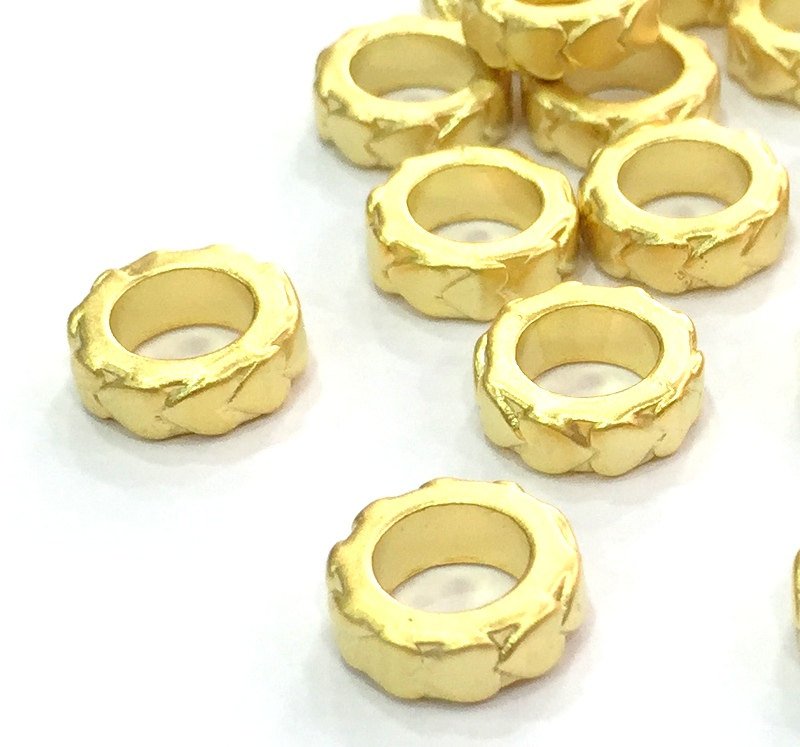 5 Pcs (11 mm)  Gold Plated Metal Rondelle Beads ,  G4546