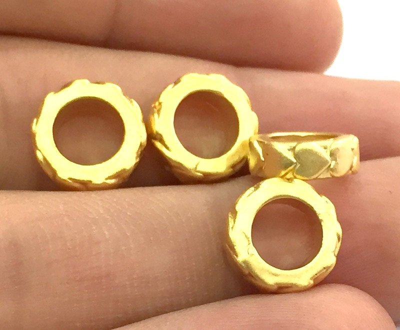 5 Pcs (11 mm)  Gold Plated Metal Rondelle Beads ,  G4546