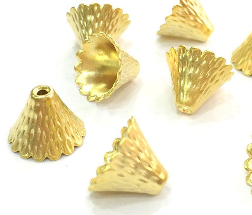 4 Pcs (14x13 mm) Gold Plated Metal Cone  Findings  G4556