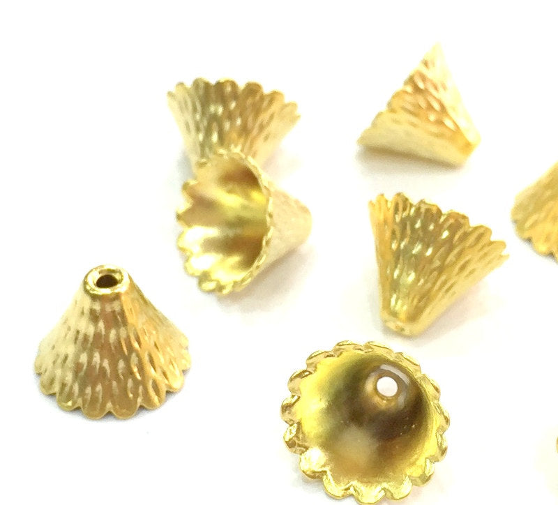 4 Pcs (14x13 mm) Gold Plated Metal Cone  Findings  G4556