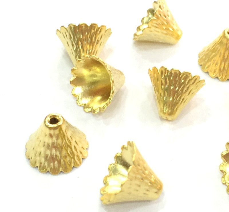 4 Pcs (14x13 mm) Gold Plated Metal Cone  Findings  G4556